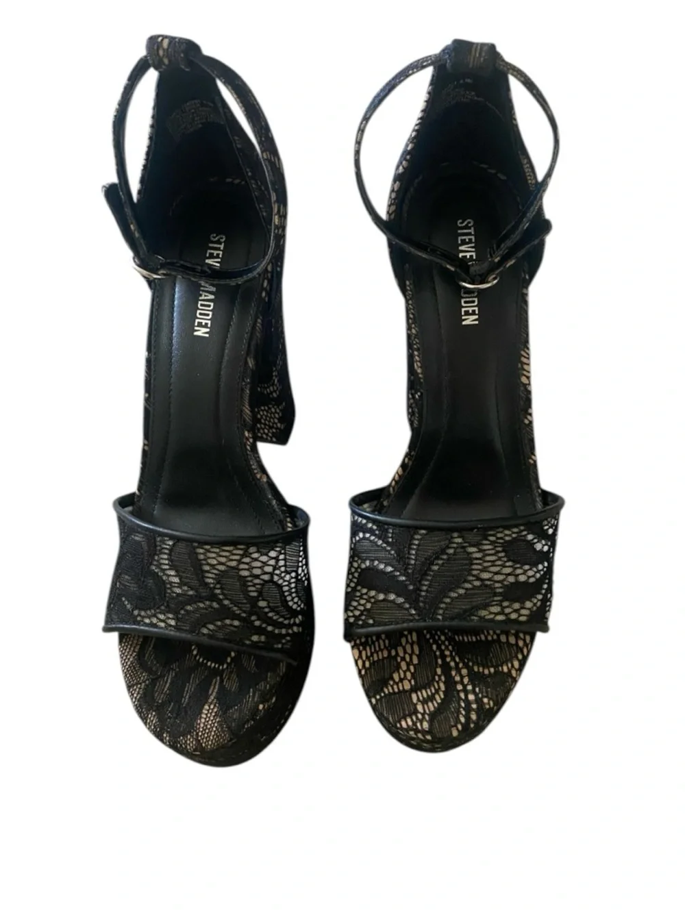 Steve Madden Black Lace Platform Block Heels size 8 1/2 worn once